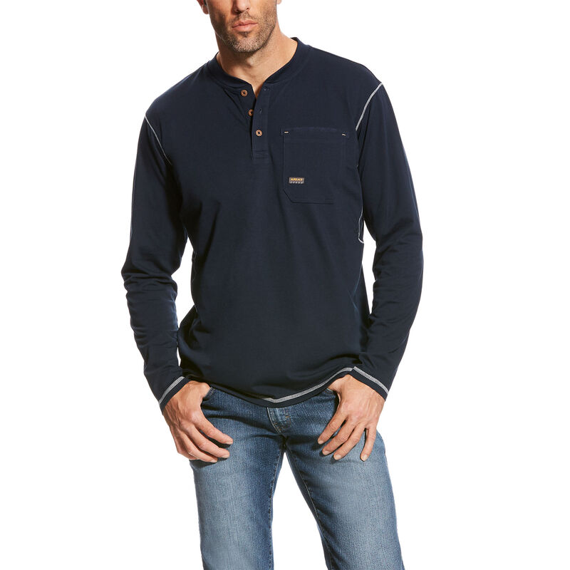 Ariat Rebar Pocket - Henley Donkerblauw Heren - 18438-391